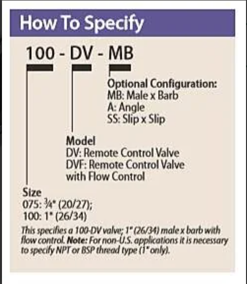 Rain Bird DV100 Solenoid Valve: 25mm BSP