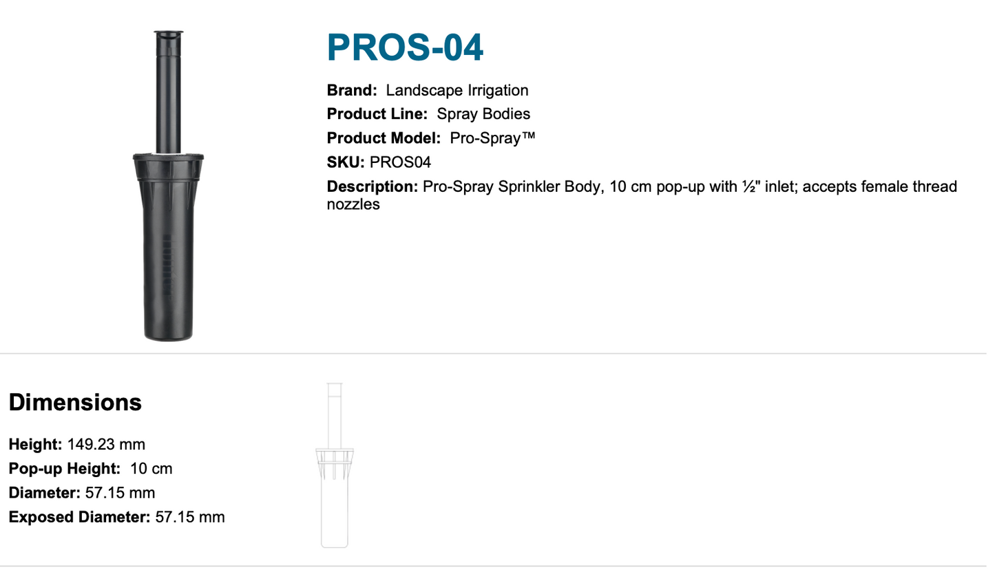 Hunter Pro-Spray 4″ (10cm) Pop-Up Body